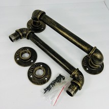 Foyo Set of 2 Industrial Pipe Door Pull Handle Grab Bar Antique Bronze Tone - £39.49 GBP