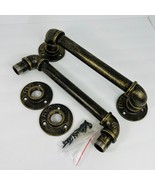 Foyo Set of 2 Industrial Pipe Door Pull Handle Grab Bar Antique Bronze Tone - £39.17 GBP
