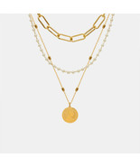 Synthetic Pearl Titanium Steel Three-Layered Necklace - $65.76 CAD