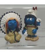 VTG Smurf Schleich Peyo Native American Smurfette with Baby and Chief Lo... - £78.89 GBP