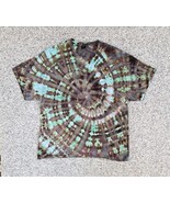 NEW Gilden Men’s Bright Green Brown Spiral Ice Tie Dye Short Sleeve Shir... - $19.60