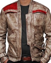 Star Wars The Force Awakens Finn John Boyega Genuine Waxed Leather Jacket - $120.22