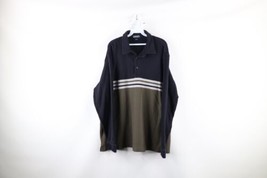 Vtg 90s Lands End Mens 2XL Faded Striped Collared Long Sleeve Rugby Polo Shirt - £35.19 GBP