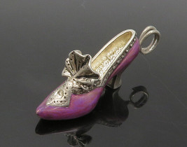 925 Sterling Silver - Vintage Enamel Coated High Heel Shoe Pendant - PT13503 - £27.53 GBP