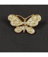 Gerry&#39;s Gold Tone Signed Butterfly Fashion Brooch Pin 1&quot; Textured Scarf ... - $21.49