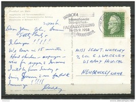 Germany 1958 Postal card Frankfurt to USA Hospital Single Usage - $2.97