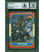 Karl Malone 1986-87 Fleer #68 Auto Rookie Graded BGS/BAS Gem 10 - $5,000.00