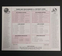 Tampa Bay Buccaneers vs Detroit Football Media Guide Game Flip Card 10/19/2000 - £12.05 GBP