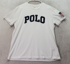Polo Ralph Lauren T Shirt Mens Large White USA Flag Embroidered Cotton Crew Neck - £14.62 GBP