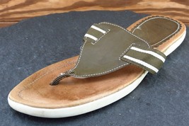 Lands&#39; End Sz 9 B Brown Thong Leather Women Sandals 63775 - £15.65 GBP