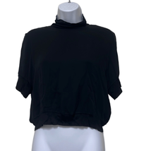 Wilfred Womens Size Medium 100% Silk Blouse Black Mock Neck Back Zipper ... - £58.84 GBP