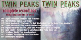 Twin Peaks Complete Recordings 1990-2017 Badalamenti Archive MP3 on 1x DVD - £15.90 GBP
