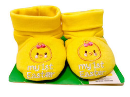 My First Easter Newborn Girl Yellow Soft Baby Booties With Embroidered C... - £4.66 GBP