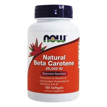 NOW Foods Beta Carotene (Natural)D.salina w Mixed Carotenoids 25000IU,180Sftgels - £20.39 GBP
