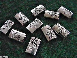 13mm x 8mm x 3mm Antiqued Pewter Floral Vine Rectangle Beads (20) - £1.58 GBP