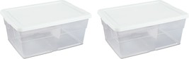 Sterilite 16-Quart Basic Storage Box With White Lid, Sold In Packs Of Two. - £30.31 GBP