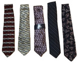 Lot Of 5 Ties Art Deco Geo Print Stafford Robert Stock Henry Grethel Jan... - £15.78 GBP