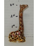 3&quot; Sitting Giraffe metal statue Figurine Gold Tone Enameled - $33.80 CAD