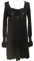 NANETTE LEPORE Black Dress Knit Sweater Long Sleeve Wool Sz S - £56.12 GBP
