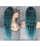 Aqua Blue Green Human Hair Blend PONYTAIL Hair piece Drawstring extra lo... - $931.99 MXN