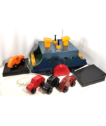 Handcrafted Wooden Toy Ferry Barge Wheels Move LRG w/4 Cars, Ramp/docks ... - $27.35 CAD