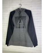 Reebok Sport Logo Gray Black Pullover Hoodie Sweatshirt Athletic Mens Si... - £24.99 GBP