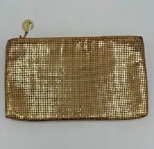 VTG 1950s Vintage Whiting And Davis Gold Mesh Zip Top Evening Clutch Bag Pouch - £23.26 GBP