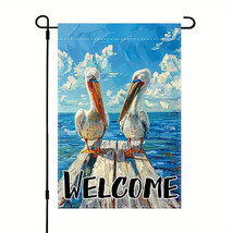 New Pelicans Garden Flag 12&quot;X18&quot; Welcome Hanging Decor Ocean Beach Birds - $5.93