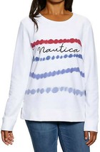 Nautica Women&#39;s Long Sleeve Crewneck Pullover, Bright White, XS - £12.09 GBP
