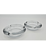 Vintage Clear Glass Round 3 Slot Ashtrays Heavy Set of 2 - $14.02 CAD