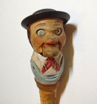 ANRI Blinking Eye Jaw Drop Bottle Stopper Wood Hand Carved Puppet Barware Cork - £39.97 GBP