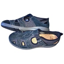 Earth Origins Shoes 8M Effie Suede Fabric Fisherman Sandals Closed Toe Charcoal - £30.05 GBP