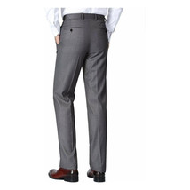Men Renoir Flat Front Pants 100% Wool Super 140's Classic Fit 508-3 Mid gray image 2
