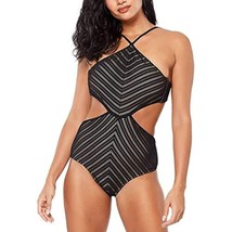 $88 Bar III Women&#39;s Swimwear Small Crochet Cutout One Piece Charcoal Size Small - £38.19 GBP