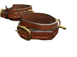 Fleet ILYA Brown Leather Wrist Cuffs Made in UK England image 7