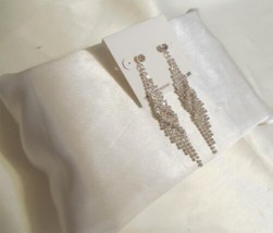 Department Store 3-1/4&quot;Silver Tone Simulated Diamond Post Earrings F280 $32 - £6.28 GBP