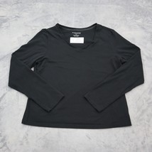 Hillard Hanson Shirt Womens XL Black Long Sleeve VNeck Knit Casual T Shirt - £20.32 GBP