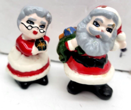 VTG Mr &amp; Mrs Santa Claus Salt &amp; Pepper Shakers Lot of 2 Christmas figure... - $11.50