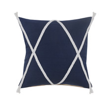 20&quot; X 20&quot; Navy And White 100% Cotton Coastal Zippered Pillow - £42.64 GBP