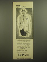 1950 De Pinna Linen Sport Jacket Advertisement - $18.49