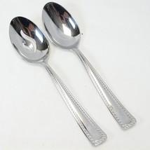 Oneida Flourish Serving Spoons 8-7/8&quot; Rope Edge Stainless  Lot of 2 - $34.29