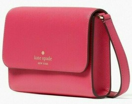 NWB Kate Spade Brynn Flap Saffiano Crossbody Pink Ruby K4804 $239 Gift Bag FS - £70.08 GBP