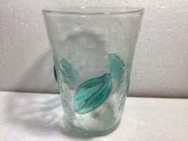 Crackle Blenko Glass Vase Green Leaves - £59.34 GBP