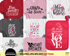 Valentine Day SVG Bundle, Valentine Heart svg, Valentine Tshirts SVG, Love Svg - £4.70 GBP