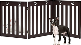 Wooden Freestanding Pet Gate for Dogs, 24 Inch Step over Fence, Folding ... - £65.08 GBP