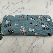 The Company Store Dog Print Fitted Bed Sheet Full Size Blue Doodle Cotton - £27.21 GBP