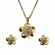 22 Kt Solid Yellow Gold Women&#39;s Fine Jewelry Necklace Set Earrings &amp; Pendant CZ - £1,232.87 GBP