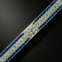 14Ct Round Lab Created Sapphire &amp; Diamond Tennis Bracelet 14k In White Gold Over - £180.16 GBP