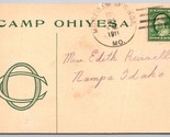 Camp Ohiyesa Detroit YMCA Fish Lake Holly Michigan MI 1911 DB Postcard K3 - £10.64 GBP