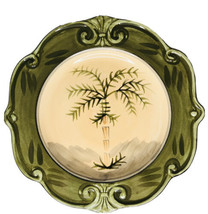  Sauvignon West Indies Dinner Plate 10&quot; Green and Tan Stoneware Palm Tree - £10.90 GBP